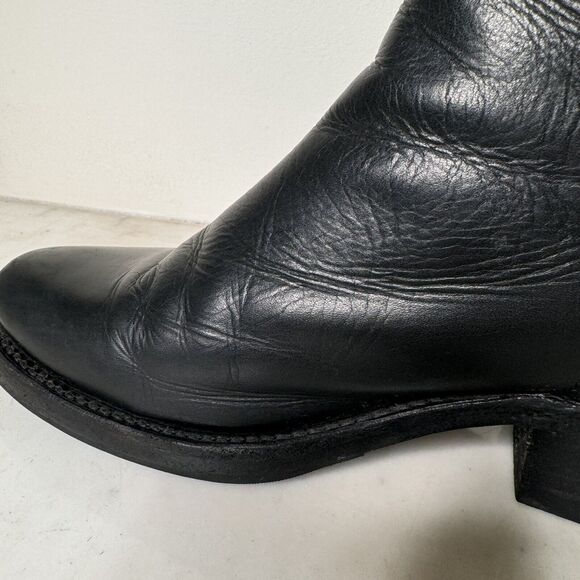 Frye Demi Zip Black Leather Short Boots Biker Moto Gothic Made in Mexico Size 7 - Picture 7 of 11